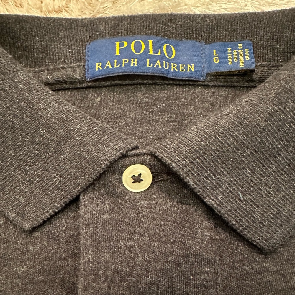 Ralph Lauren pullover polo L, dark charcoal. Light wear, excellent condition!